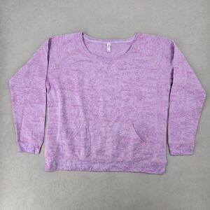 Enza Womens 2XL Purple Acid Wash Scoop Neck Kangaroo Pocket Sweatshirt 08270